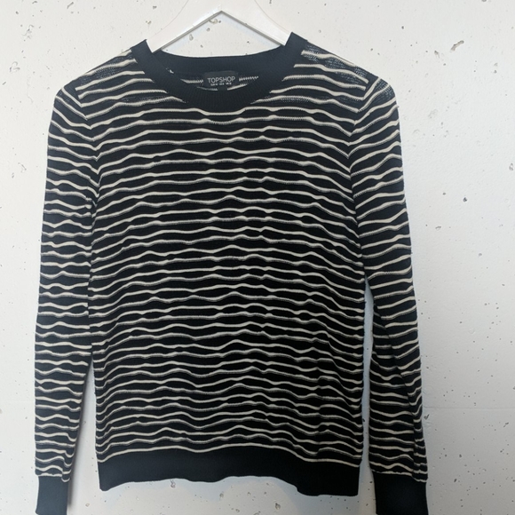 Topshop Wavy Striped Print Cotton Sweater - Picture 4 of 6